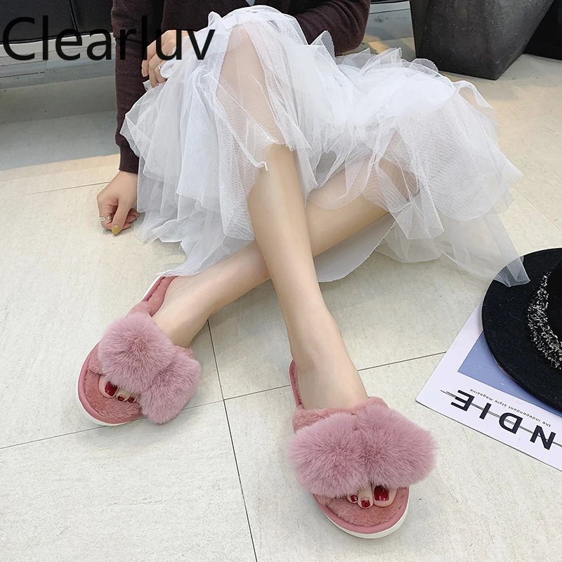 

Winter indoor slippers warm and comfortable plush slippers pantoffels dames warm winter claquette fourrure furry slippers 36-41