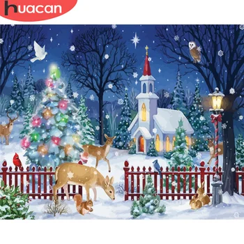 

HUACAN DIY Pictures By Number Winter Kits Home Decor Painting By Numbers Christmas Tree Drawing On Canvas HandPainted Art Gift