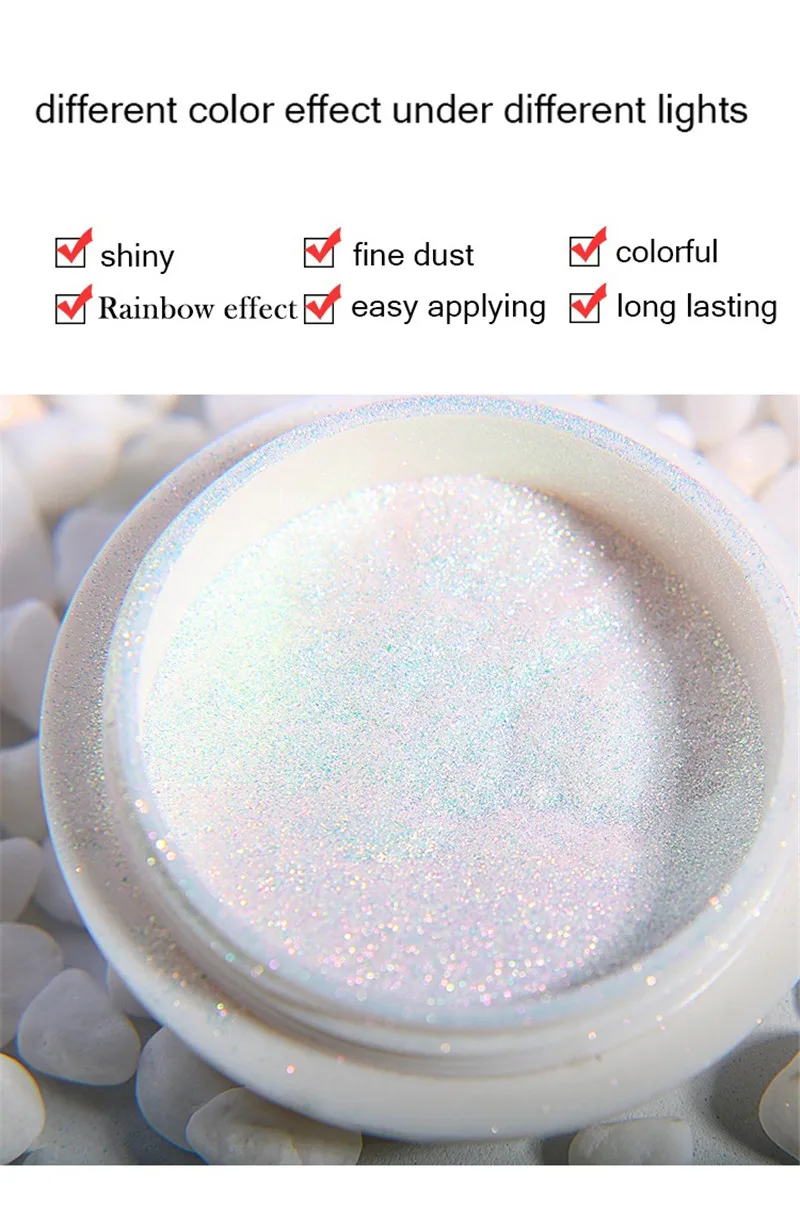 1pc Chrome Pearl Shell Powder Nail Art Glitter Pigment Unicorn Powder Long Lasting Manicure Nail Tips Decoration Gel Polish Dust