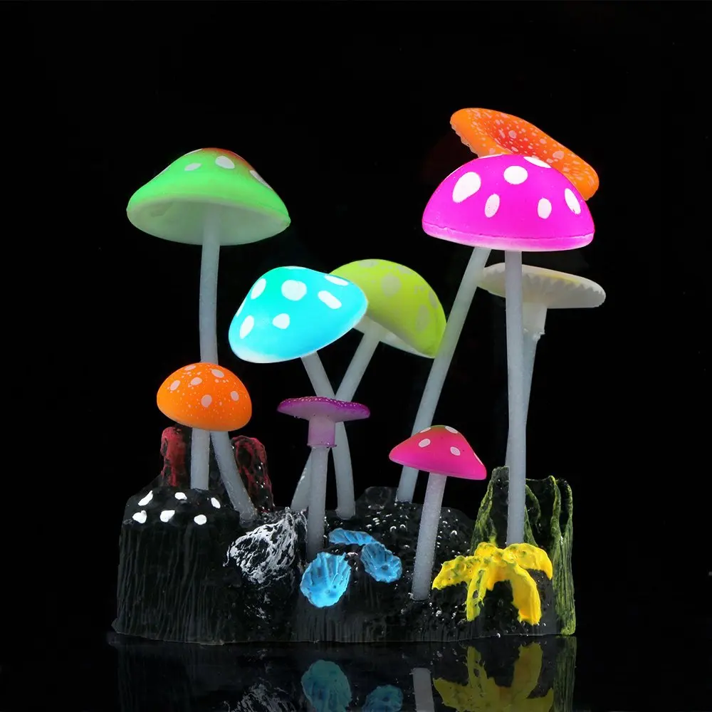 

Aquarium Glowing Mushroom Decorations Fish Tank Silicone Ornament, for Freshwater Saltwater Aquarium Betta Fish Environments