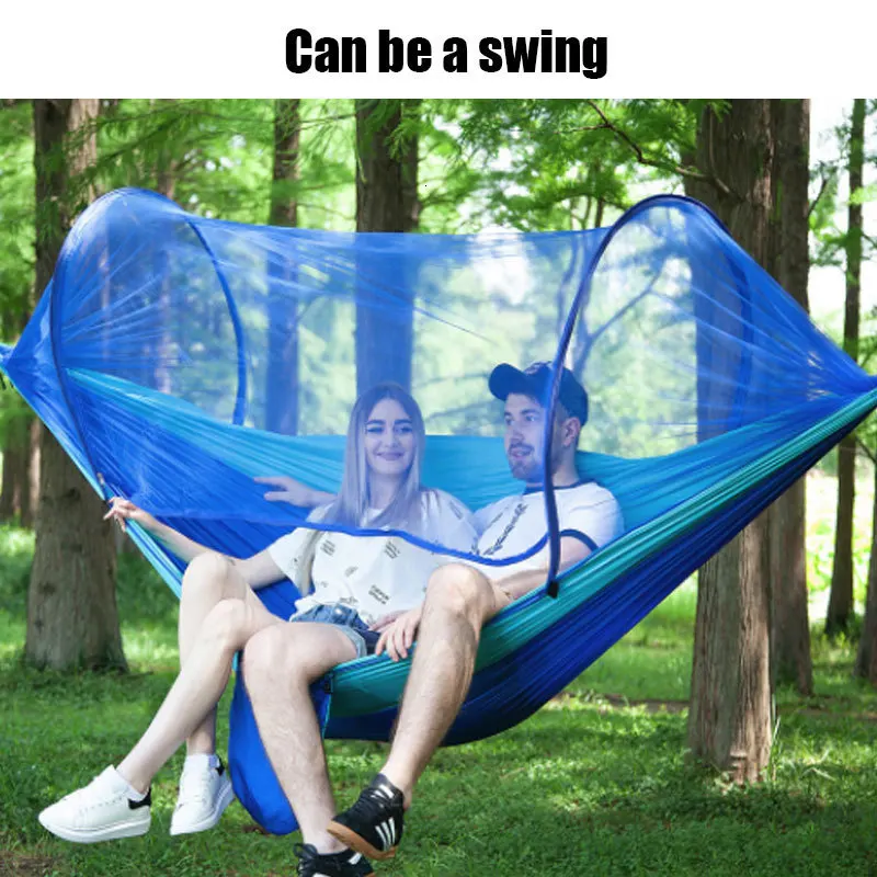 Pop Up Camping Hammock With Mosquito Net bug Net Portable Quick Set Up Hammock Hanging Sleeping Bed Outdoor Travel  98x47inch