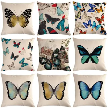 

1pcs Butterfly Pattern Cotton Linen Throw Pillow Cushion Cover Car Home Sofa Bed Decorative Pillowcase Funda Cojin Pillows 40652