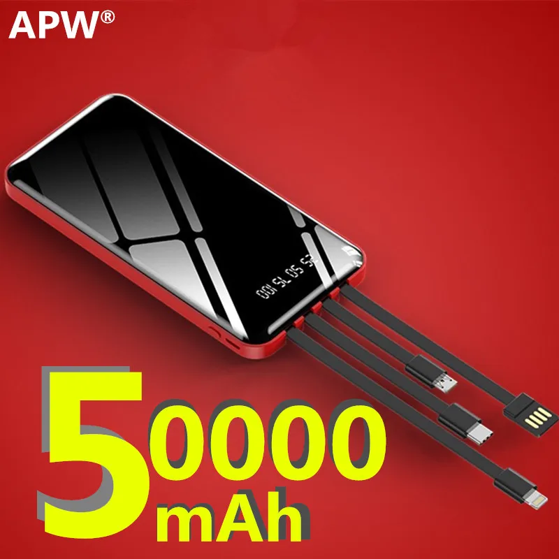 Banco de energía portátil de 50000 mAh para teléfono móvil, cargador de batería externo, Banco de energía de 50000 mAh para Xiaomi Mi