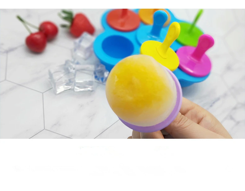 Многофункциональная силиконовая форма для льда, 7 отверстий, форма для Фруктового мороженого, красочная форма для мороженого, форма для мороженого, креативные формы для торта