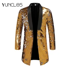 Горячее предложение, блестящий мужской пиджак с золотыми пайетками и ласточкиным хвостом, мужской смокинг, блейзер для ночного клуба, костюм для свадебной вечеринки, одежда для певцов на сцене