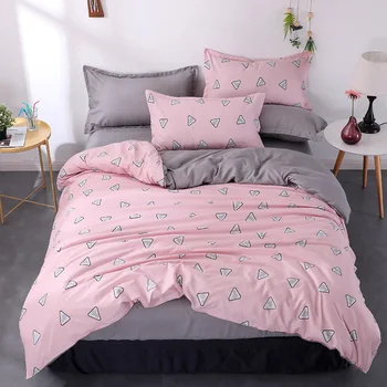 

Thumbedding Geometric Bedding Set Pink Simple Sweet Soft Duvet Cover Queen Size King Full Twin Single Unique Design Bed Set