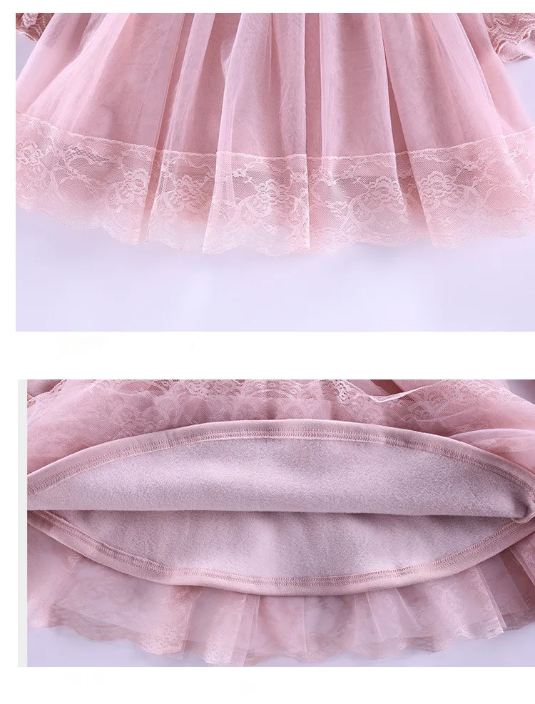 DFXD вельветовое платье для девочек-подростков зимнее розовое вязаное платье принцессы с кружевами в стиле пэчворк элегантное платье для детей от 2 до 10 лет детская одежда