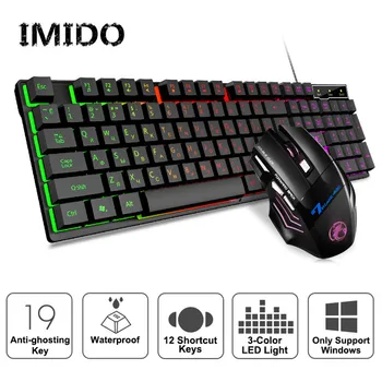 

Gaming Keyboard RGB Backlit Keyboard With Silent Gaming Mouse Set Russian Keyboard Mouse Gamer Kit For Computer Game PC Laptop