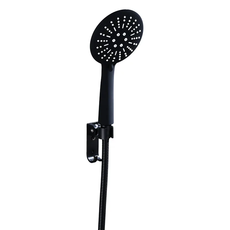 

Multifunction Matte Black Hand Held Shower Head Wall Mounted Shower Set With Hose and Shower Holder