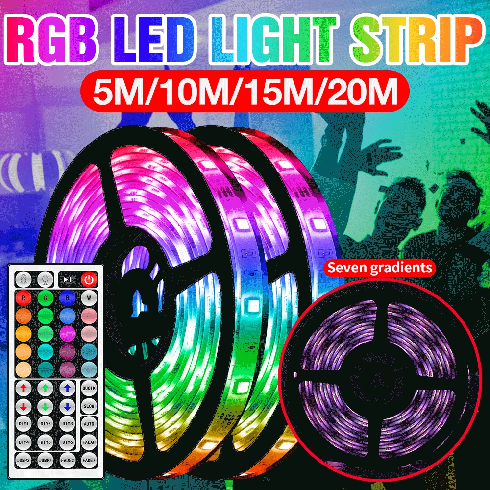 

RGB Strip Light DC 12V TV Desktop Screen Backlight USB Powered Flexible Tape Ribbon 5050 SMD Strip Lamp 5M 10M 15M 20M Lighting