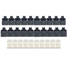 10 шт. DIY USB 2,0 разъем A Тип Мужской 4 Pin в сборе адаптер гнездо припоя Тип Черный Пластиковый корпус для подключения данных