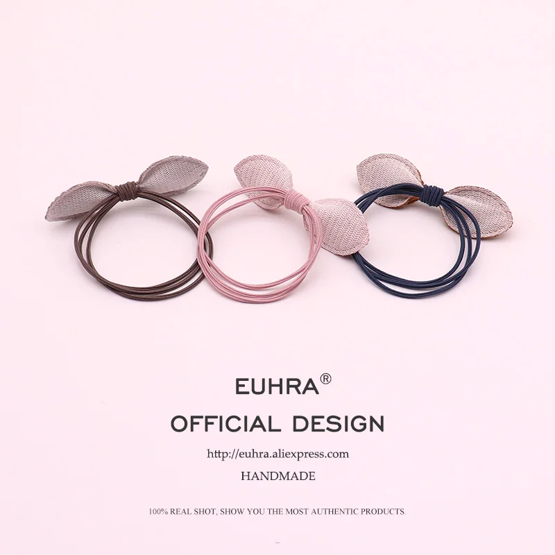 EUHRA/4 цветная ткань, бант-бант, Эластичный Бант для девочек, ручной работы, женские эластичные резинки для волос, Детские резинки, высокая эластичность