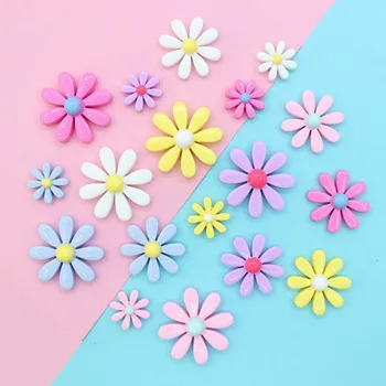 

20pcs Mixed Color Kwaii Daisy Resin Flowers Part Girl Cute Headwear Hair Scrapbooking Cabochon Decorate For Craft Embellishments