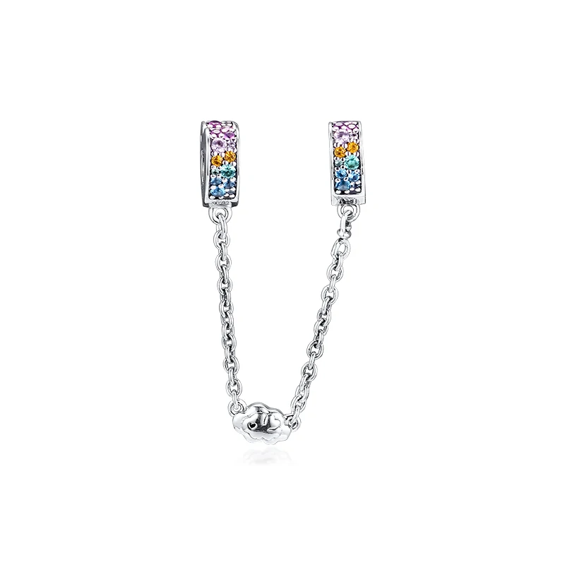 

Multi-Colored Arcs of Love Safety Chain Beads Fit Original Charm Bracelets 925 Sterling Silver DIY Charms for Jewelry Making