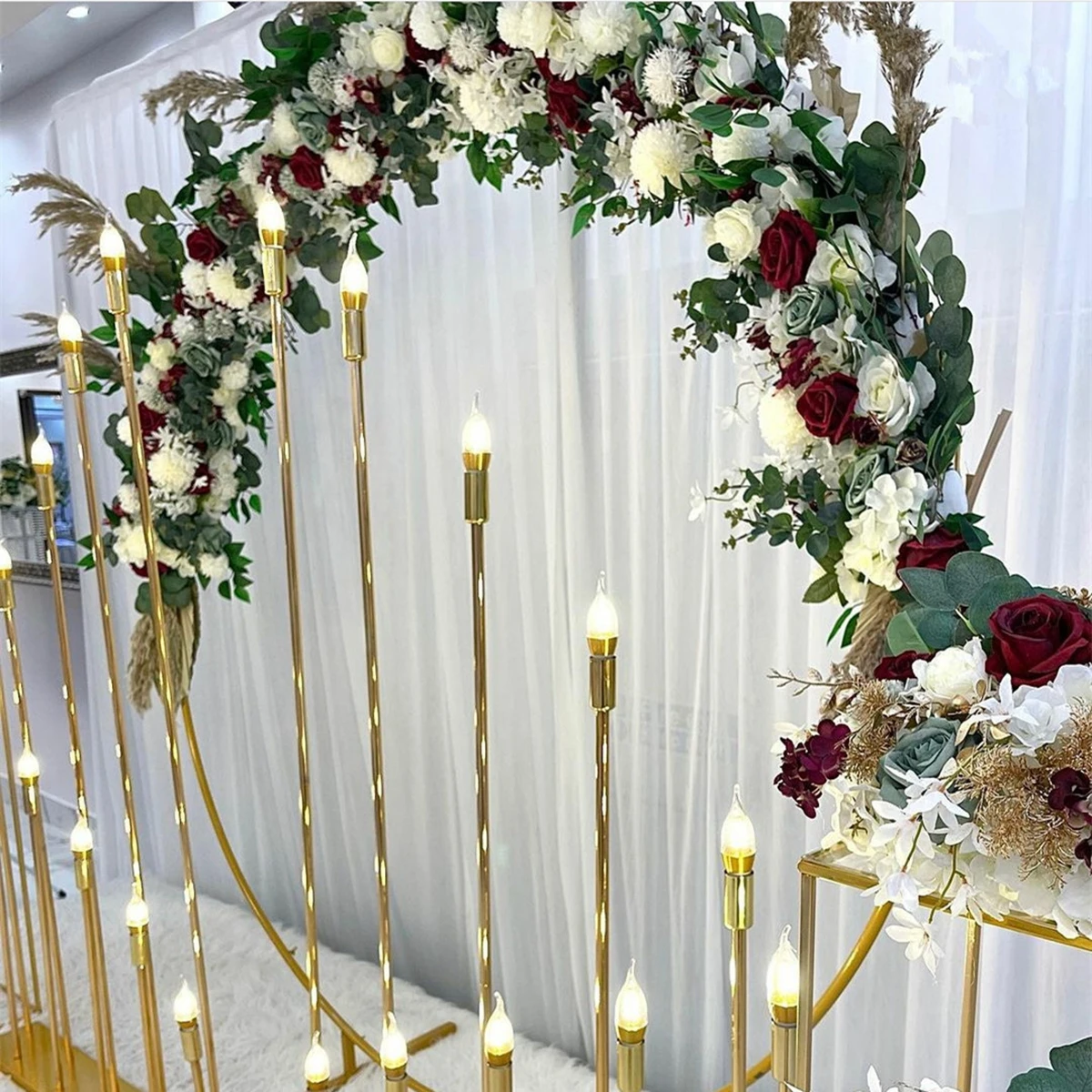 

Новый Стиль Свадебный сценический декор дизайн золотой Нержавеющая сталь свадебный фон AB1018