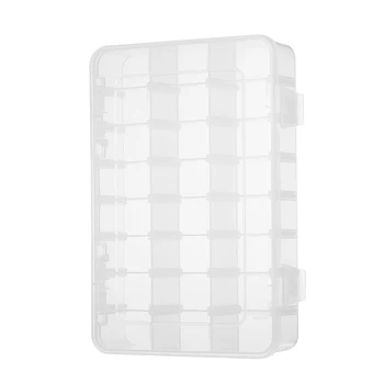 

Plastic Storage Box Jewelry Organizer Box 24 Grids Clear Storage Transparent Container Compartment Box with Adjustable Dividers