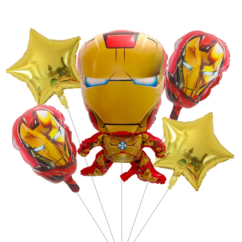 5 Pcs Spiderman Balloons Set Avenger Superhero Captain America Air Globos Birthday Party Decorations Kids Gifts Baby Shower Toys