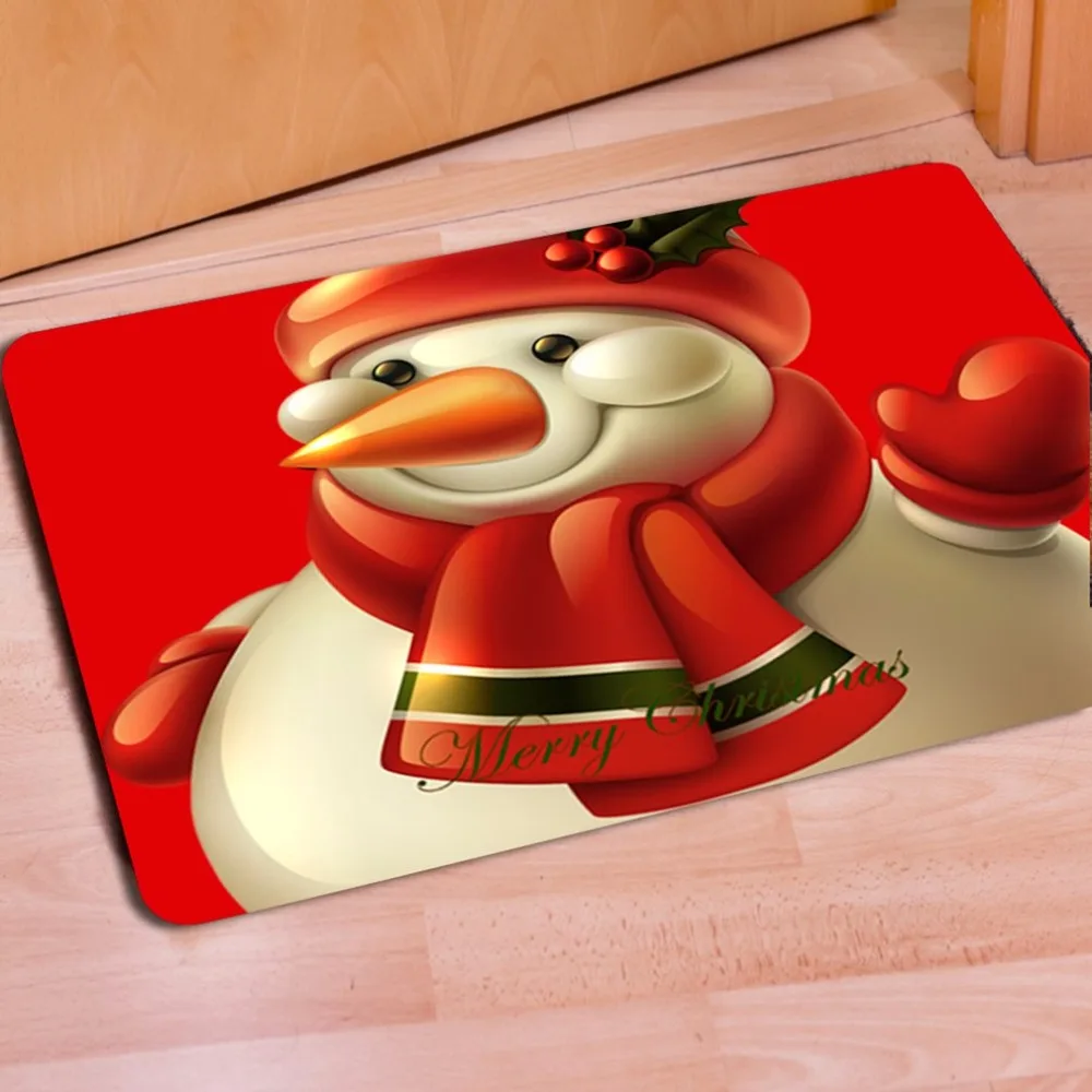 Anti-slip Kitchen Door Mat Washable Bathroom Door Mat Home Entrance Floor Carpet Christmas Pattern Home Office Supplies