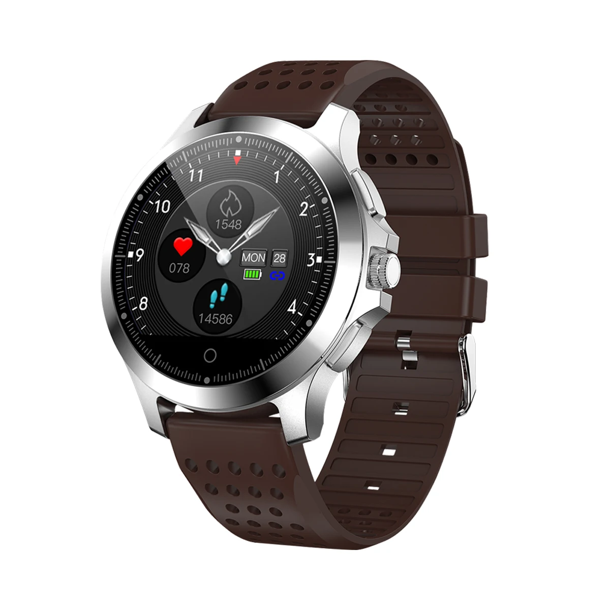 Silver Brown Silica W8 Смарт-часы Android iOS спортивные фитнес-Калории Браслет Носить Смарт-часы Смарт-Браслет С Пульсометром - Цвет: Silver Brown Silica