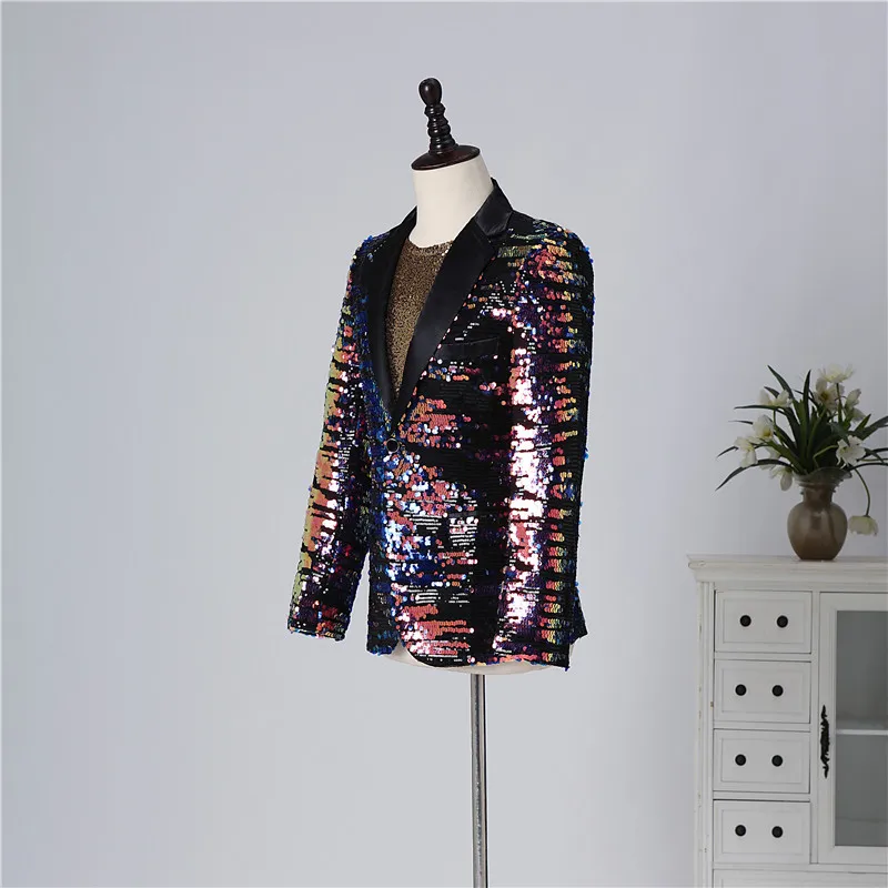 Masculino multi color lantejoulas blazer terno jaquetas