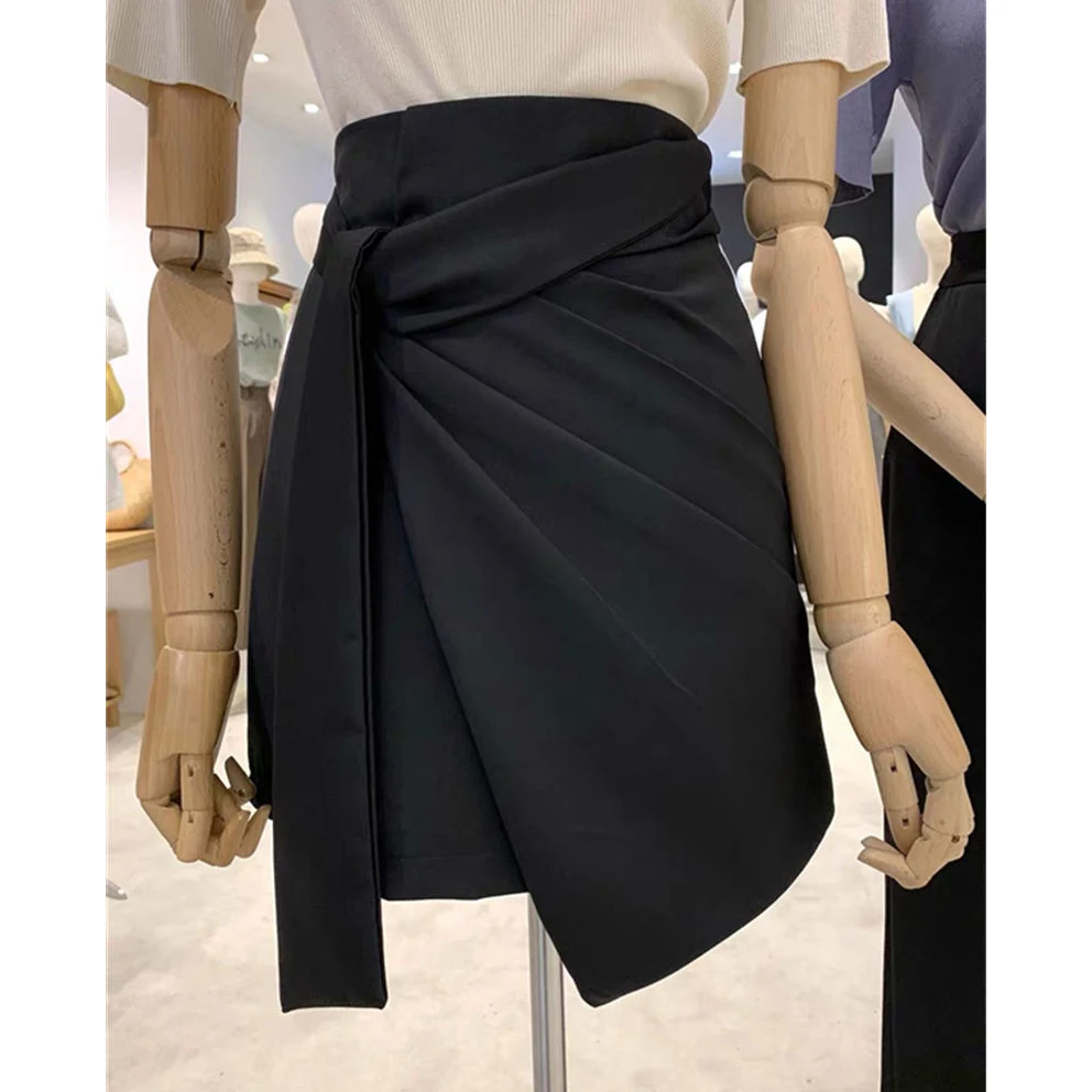 tweed skirt Half-length skirt female 2021 summer new fashion high waist bag hip design irregular retro thin a-line skirt   A-LINE  Ruffles hoop skirt