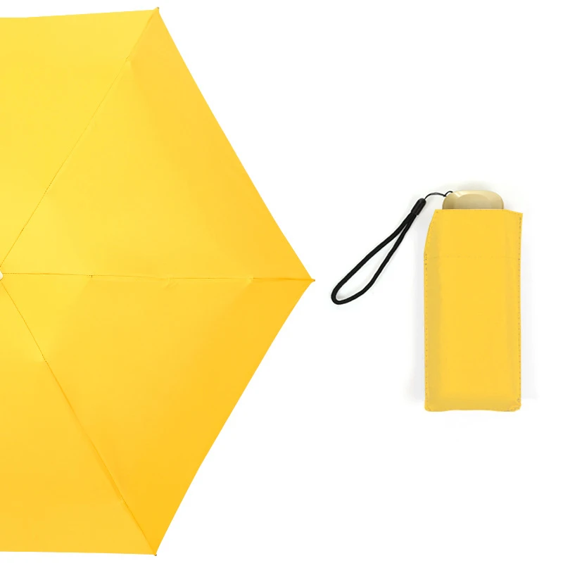 Yellow Карманный мини-Зонт ветрозащитный и прочный 5 складной зонт плоский Зонт с ручкой портативный Зонт с защитой от УФ - Цвет: Yellow