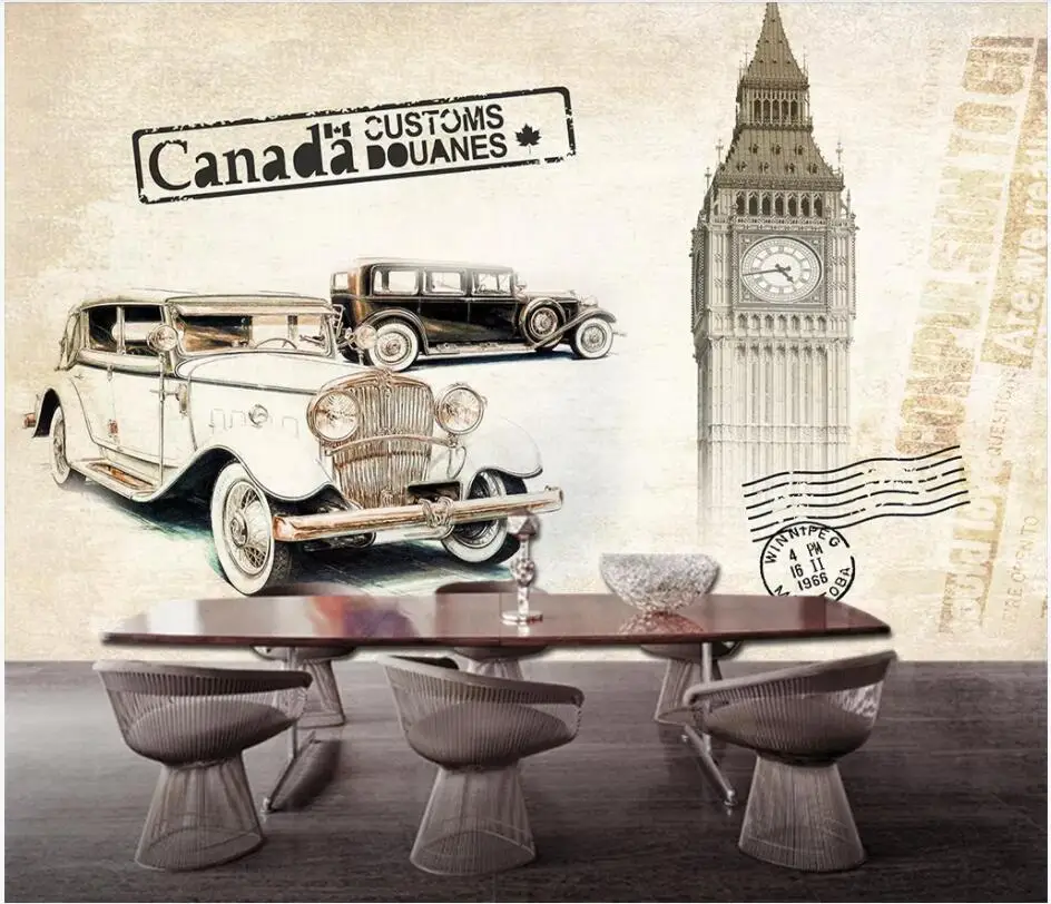 3d настенные фрески обои для гостиной британский стиль ретро Лондон классический