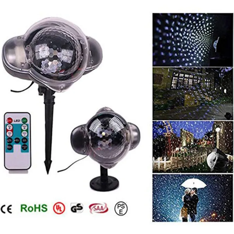 Christmas Snowflake Laser Light Snowfall Projector Moving Snow Outdoor Garden Lamp For New Year Party Decor | Лампы и освещение
