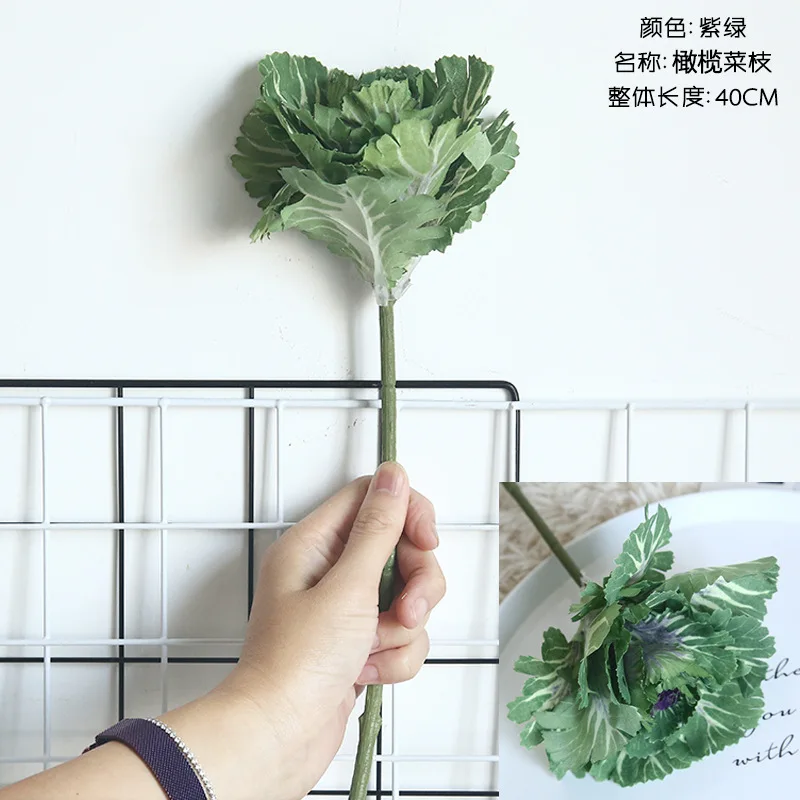 Эвкалиптовый шелк искусственный лист цветок зелень Эвкалиптовый лист Brassica для свадебного украшения вечерние домашние ремесла поддельные растения - Цвет: 40cm purple green