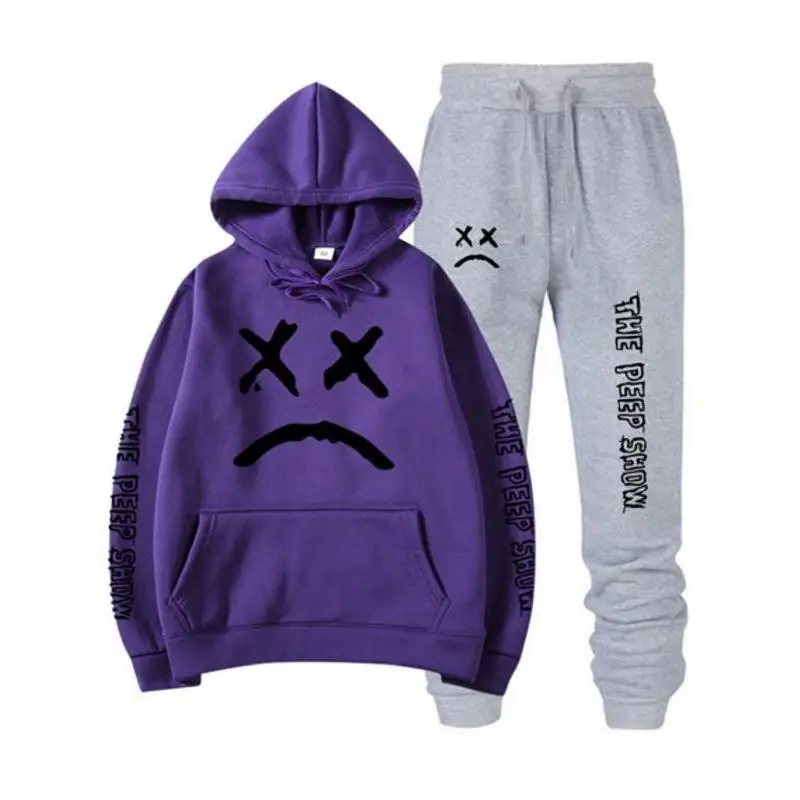 sun hoodie RIP Lil Peep Hoodies Sweatshirt + Sweatpants Suits Men Women Hip Hop Lil Peep Cry Baby Pullover Two Piece Set Sudaderas gray hoodie