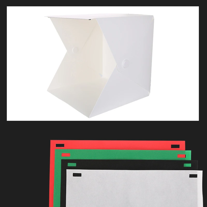 Baolyda Whitebox фотобокс освещение 40*40 2LED мини лайтбокс фотостудия комплект для фотосъемки световая коробка с 4 цветными фоном