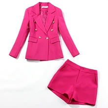 *#Best Price Autumn ladies office suits pants suit Temperament Slim Double Breasted Rose Red Jacket Suit Female Casual shorts Two-piece sets *#Best Price Autumn ladies office suits pants suit Temperament Slim Double Breasted Rose Red Jacket Suit Female Casual shorts Two-piece sets