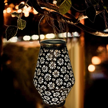 

LED Spot Light Garden Path Landscape Lights Projection LED Solar Lantern Hanging Hollow Waterproof Light for Lawn Decoration