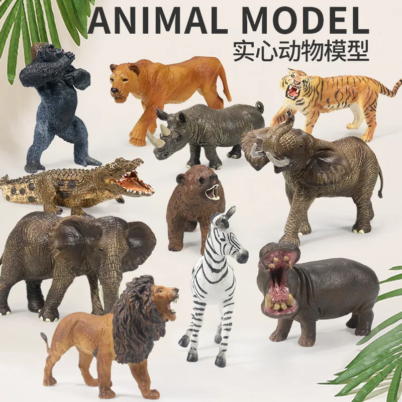

New Style Children Model Solid Wild Animal Model Ornaments Rhino Elephant Gorilla Model Toy