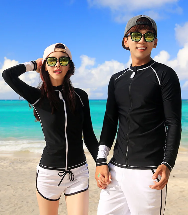

2019 Couples Bathing Suit Long Sleeve Couples Swimsuit Set Sun-resistant Wetsuit Diving Suit Hot Springs Swimwear