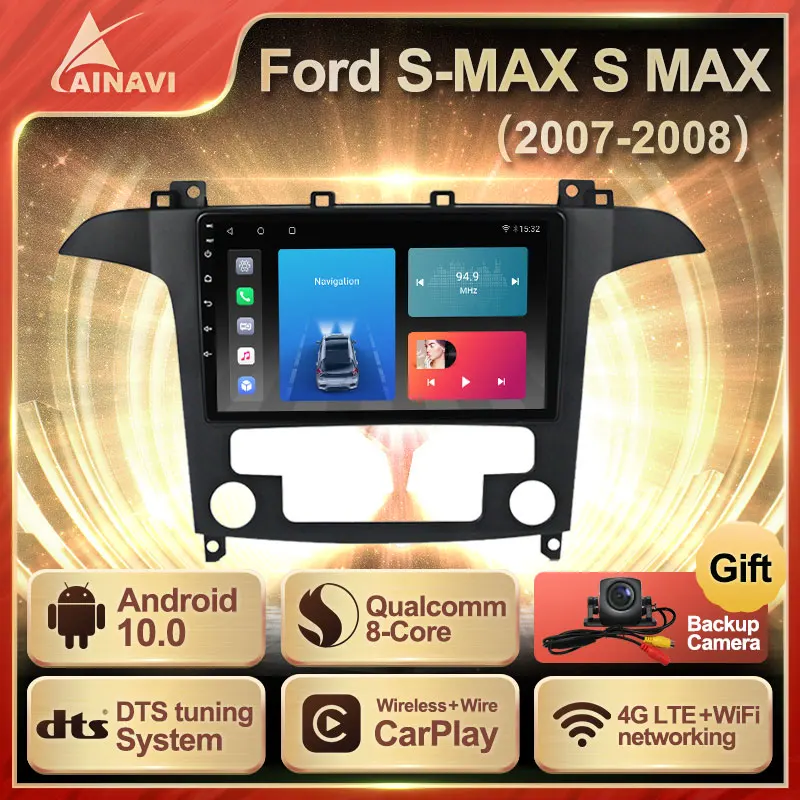 Автомобильный радиоприемник Android 10 0 QLED экран для Ford S-MAX S MAX 2007-2008 автомобильный