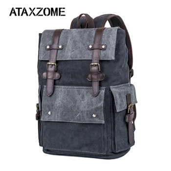 

ATAXZOME 2019 new backpack advanced black gray high-density canvas backpack unisex convenient magnetic buckle backpack DS2902