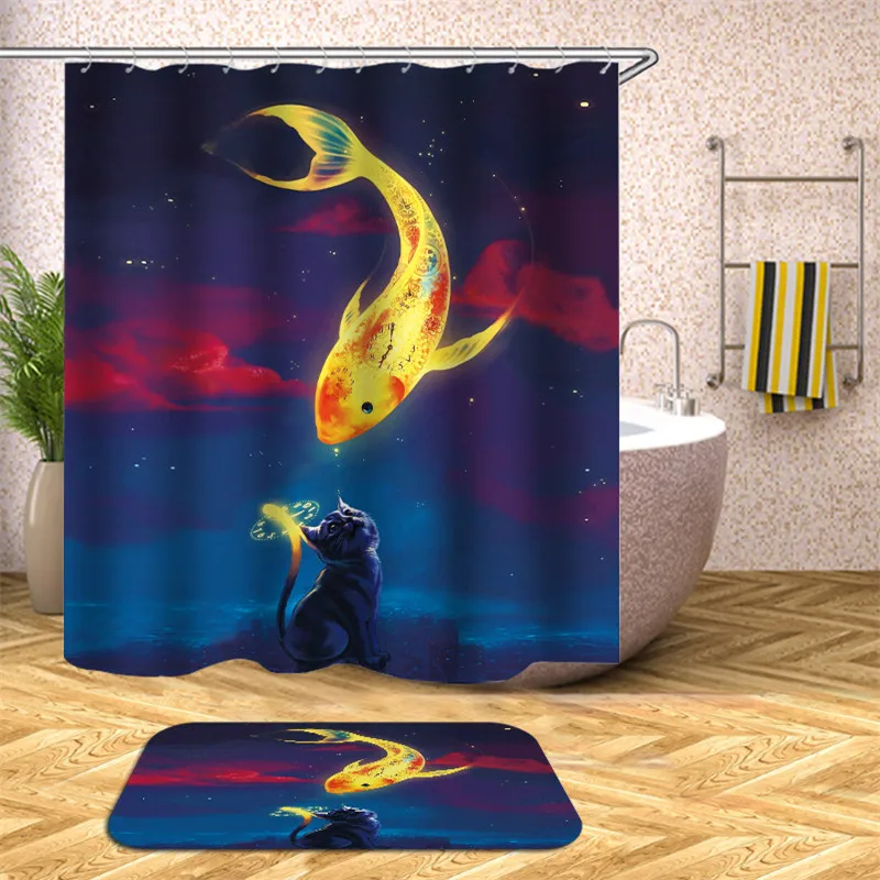 Koi узор 3d высокое качество занавеска для душа Водонепроницаемый полиэстер ткань Ванная комната Домашний декор с крюком