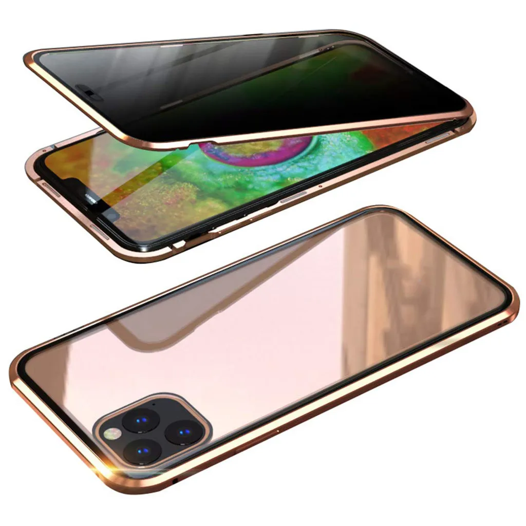 Чехол для iPhone 11 Pro Max, чехол с магнитной адсорбцией, металлический бампер, стеклянная крышка, поддержка беспроводного зарядного устройства для iPhone 11, чехол 920#2