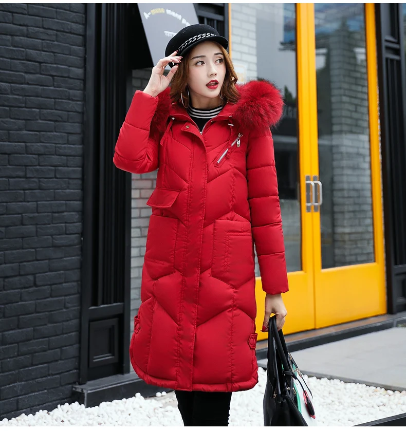 Fashion hundred-ride down jacket new Medium-length Winter thicken jacket fur collar hooded coat
