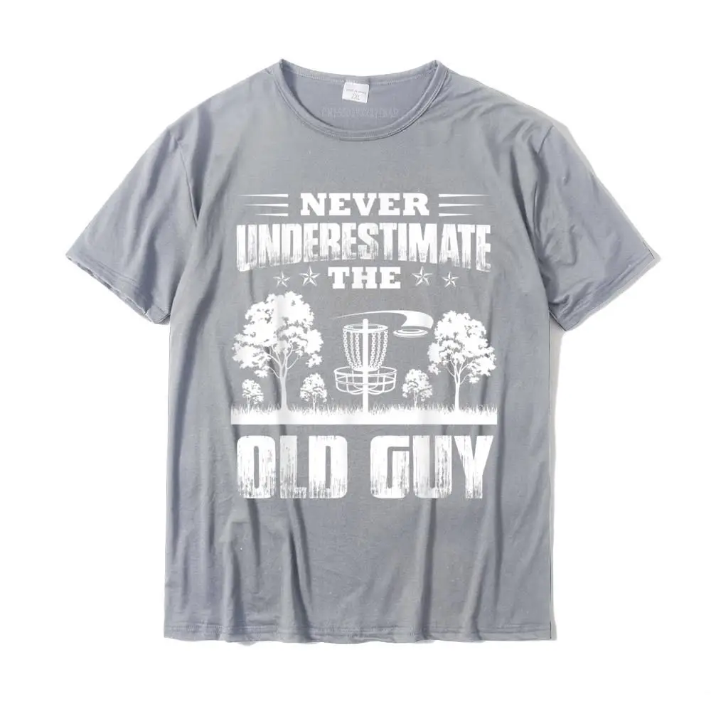 Printed On Printing Europe Short Sleeve April FOOL DAY T Shirt Rife Round Collar 100% Cotton Tshirts Young T-shirts Never Underestimate The Old Guy Funny Disc Golf Frisbee Gift T-Shirt__MZ24172 grey