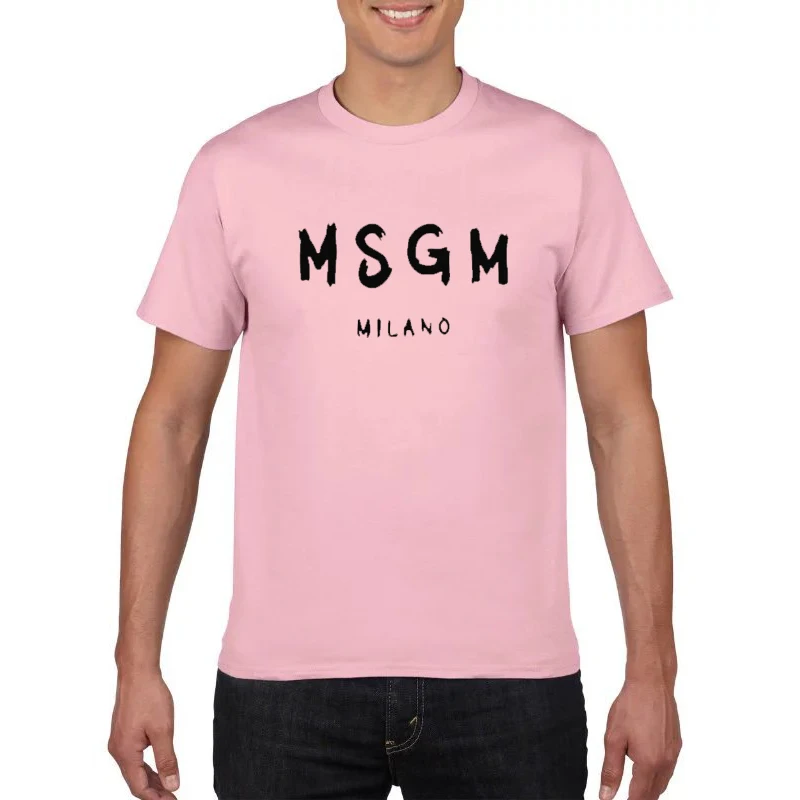 Модные MSGM печати для мужчин 100% хлопок футболки летняя футболка Мужской