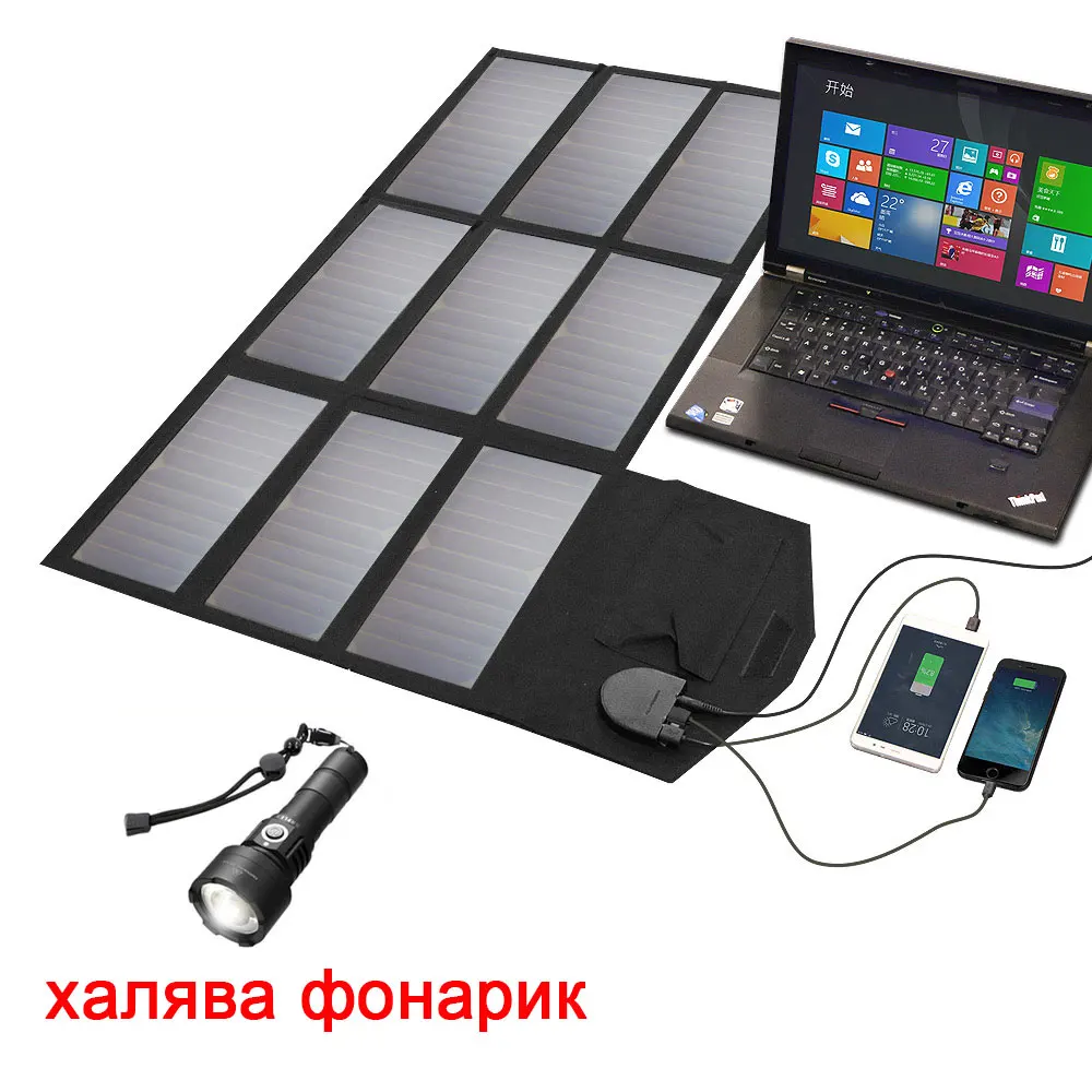 Солнечные панели 60 Вт 5 в 12 В 18 в несколько зарядки для iPhone iPad MacBook samsung huawei Xiaomi Dell hp acer 12 в автомобильный аккумулятор