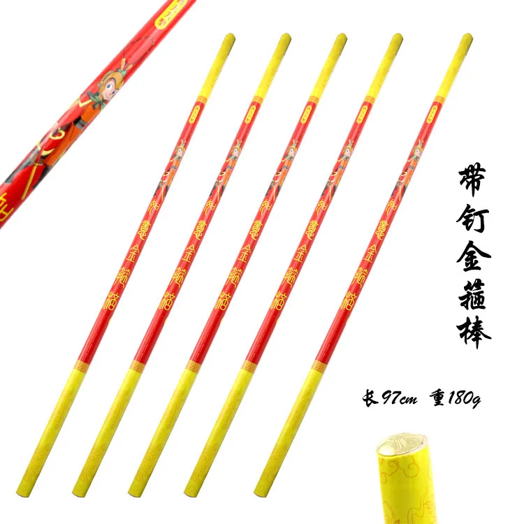 

New Style Wooden Spiked Golden Cudgel CHILDREN'S Wooden Toy Goku Weapon Temple Fair Hot Buy
