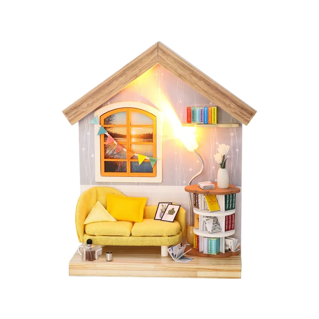 3D деревянные DIY Миниатюрные Куклы для кукольного домика дома мебель комнаты; декор рождественские игрушки для детей Взрослые подарок на день рождения#905