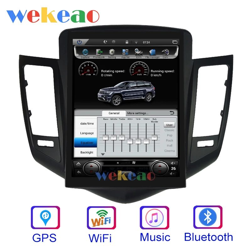 Wekeao вертикальный экран Tesla style 10,4 ''1Din Android автомобильный Dvd мультимедийный плеер gps навигация Автомагнитола для Chevrolet Cruze