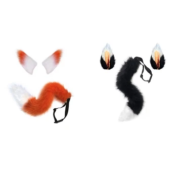 

Hot New 65cm Faux Fur Children's Day Fox Ear Tail Cosplay Halloween Party Costume Props