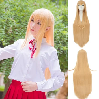

DIANQI orange cosplay wigs with bangs long straight synthetic wigs easy matching anime wigs for Women's party