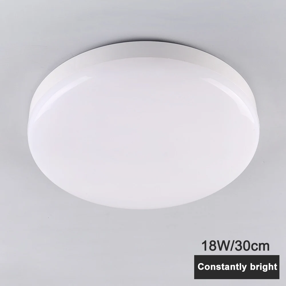 Светодиодный потолочный светильник с датчиком и круглыми панелями, потолочный светильник для дома, туалета, коридор в помещении/на открытом воздухе, 1 шт - Цвет корпуса: constant bright 18w