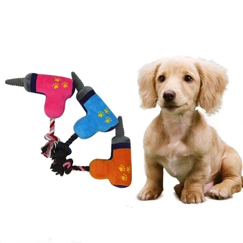 

Cartoon Drill Shape Plush Dog Chew Toys Indestructible Squeaky Pet Toy for Teeth Cleaning Puppy Dogs Molar Biting Pets Supplies